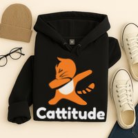 Dabbing Cat Cattitude Funny Attitude Dance Hoodie