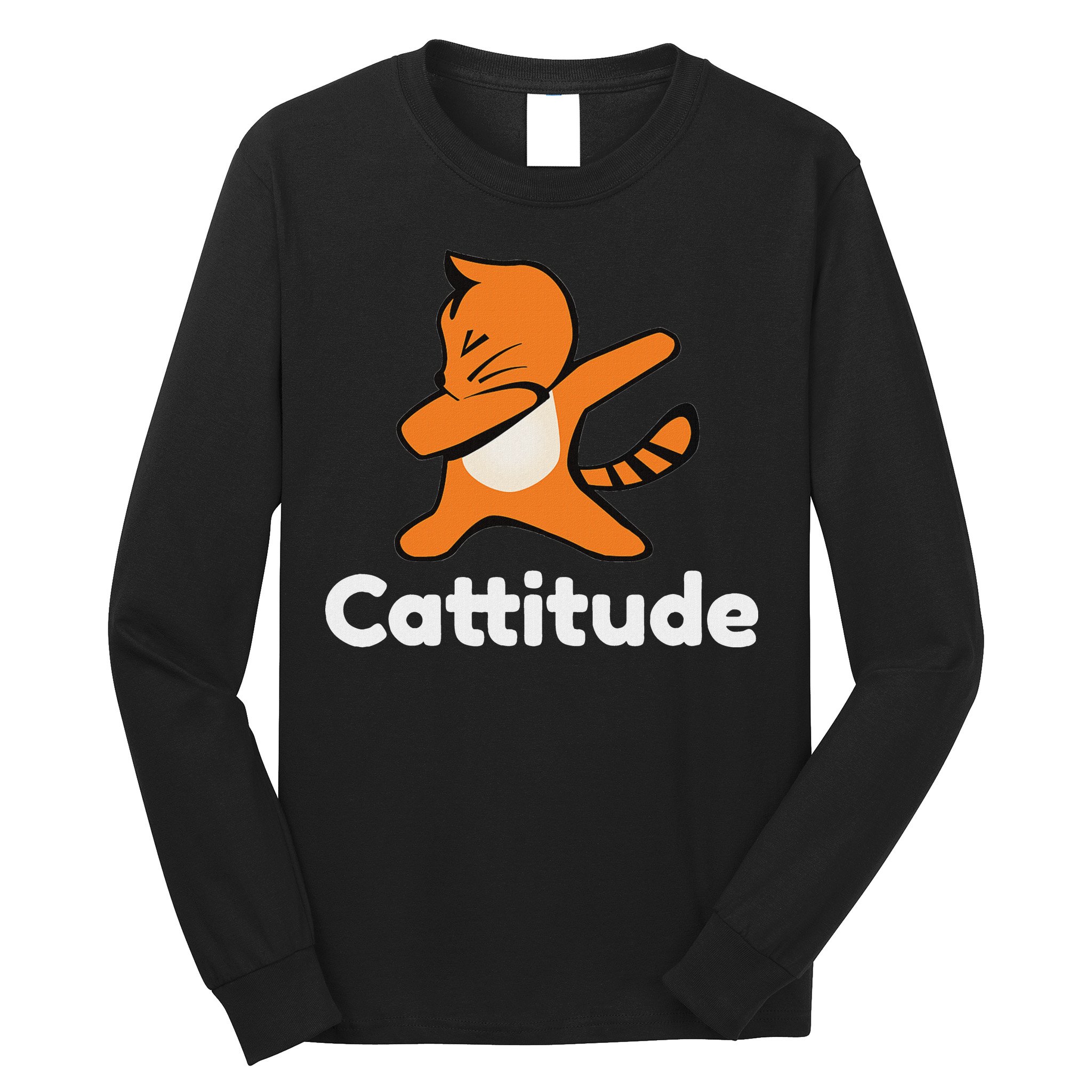 Dabbing Cat Cattitude Funny Attitude Dance Long Sleeve Shirt