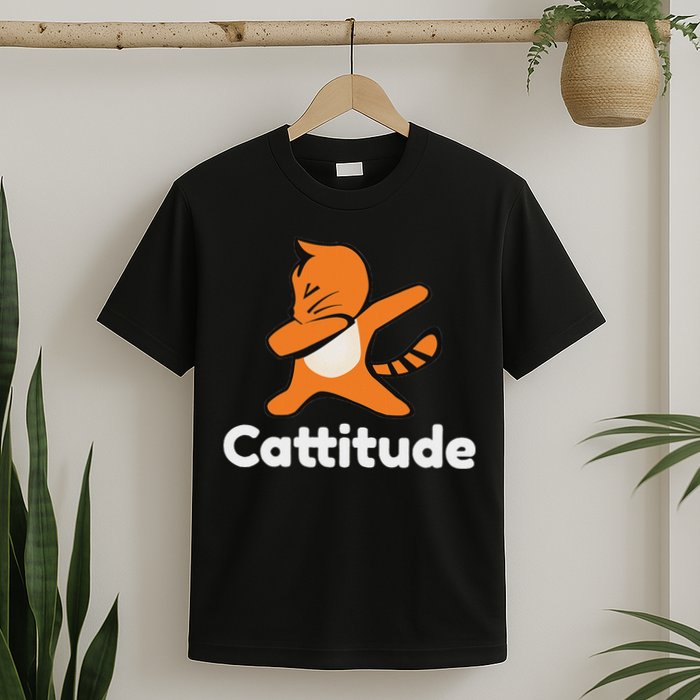 Dabbing Cat Cattitude Funny Attitude Dance T-Shirt