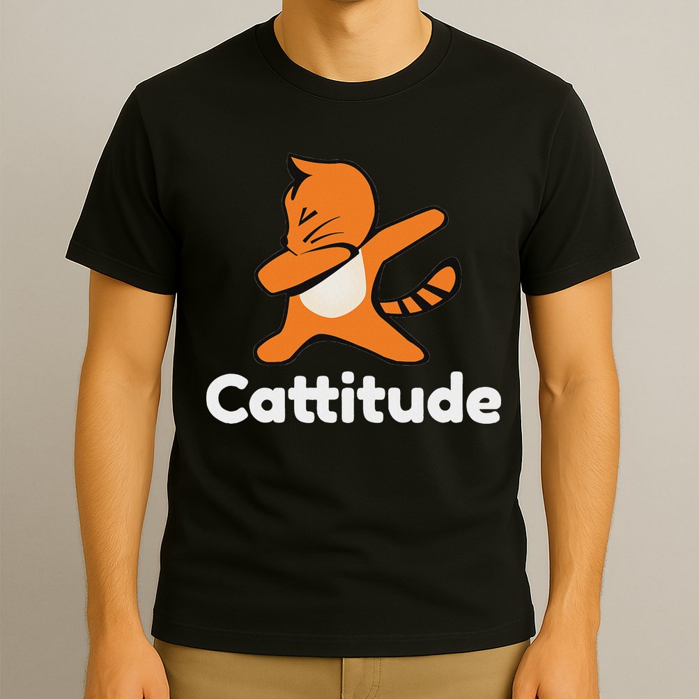 Dabbing Cat Cattitude Funny Attitude Dance T-Shirt