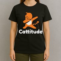 Dabbing Cat Cattitude Funny Attitude Dance T-Shirt