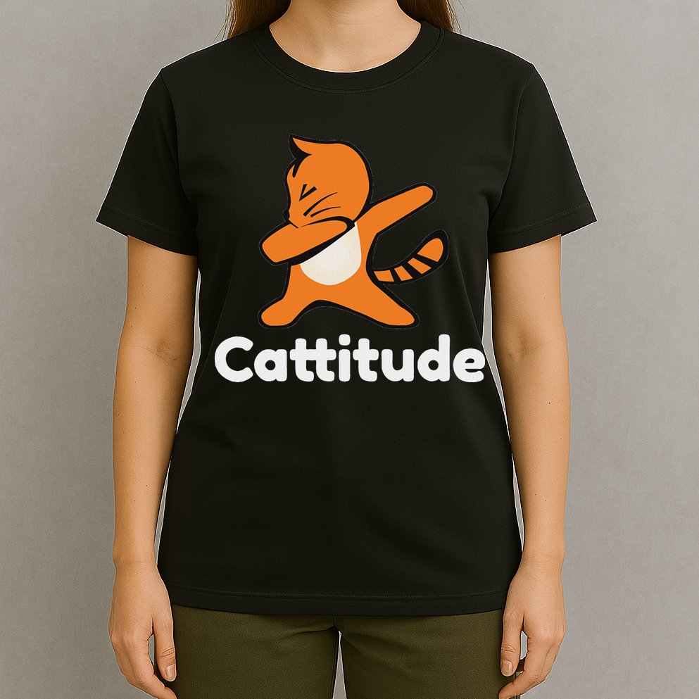 Dabbing Cat Cattitude Funny Attitude Dance T-Shirt