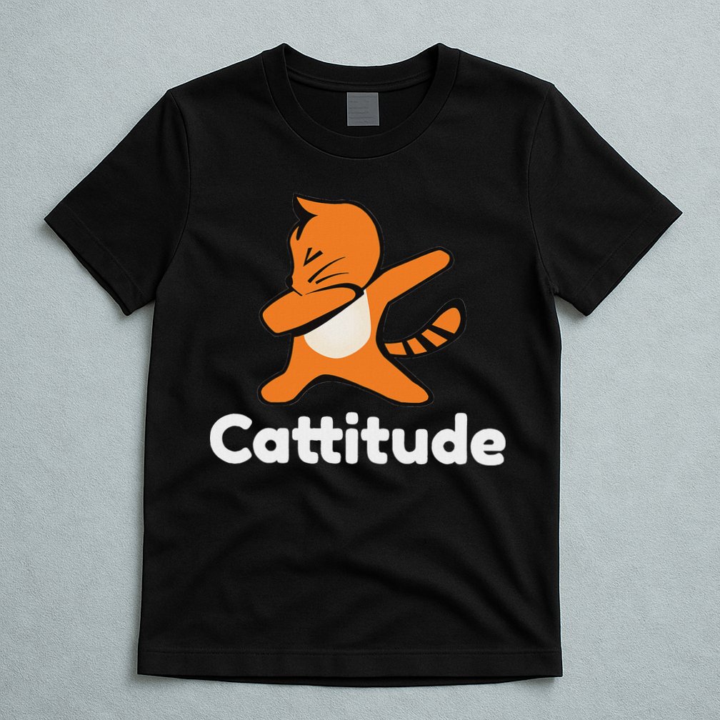 Dabbing Cat Cattitude Funny Attitude Dance T-Shirt
