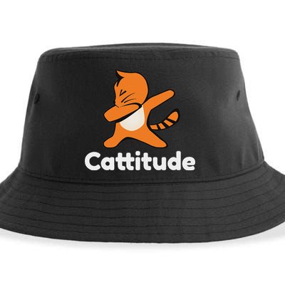 Dabbing Cat Cattitude Funny Attitude Dance Sustainable Bucket Hat