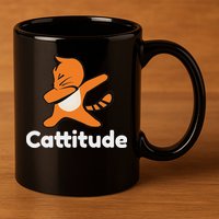 Dabbing Cat Cattitude Funny Attitude Dance 11oz C Handle Ceramic Mug