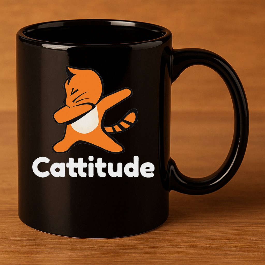 Dabbing Cat Cattitude Funny Attitude Dance 11oz C Handle Ceramic Mug