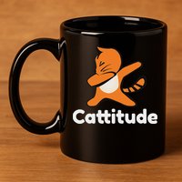 Dabbing Cat Cattitude Funny Attitude Dance 11oz C Handle Ceramic Mug