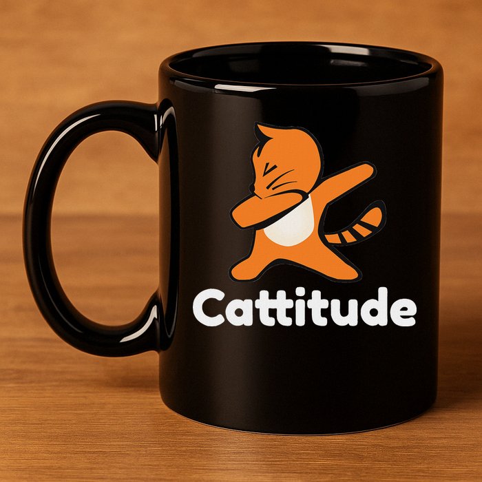 Dabbing Cat Cattitude Funny Attitude Dance 11oz C Handle Ceramic Mug