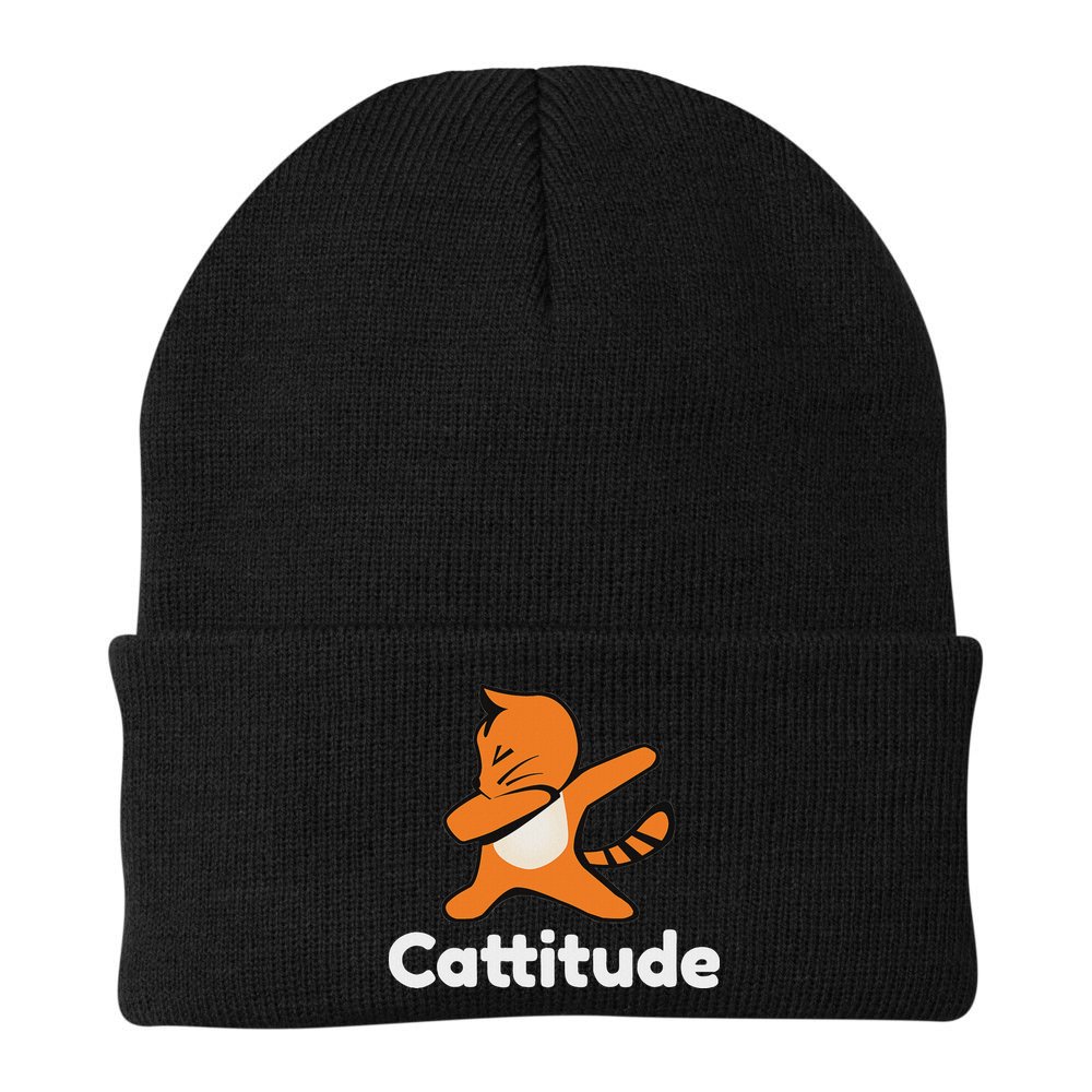 Dabbing Cat Cattitude Funny Attitude Dance Beanie