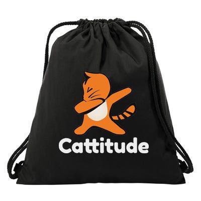 Dabbing Cat Cattitude Funny Attitude Dance Drawstring Bag