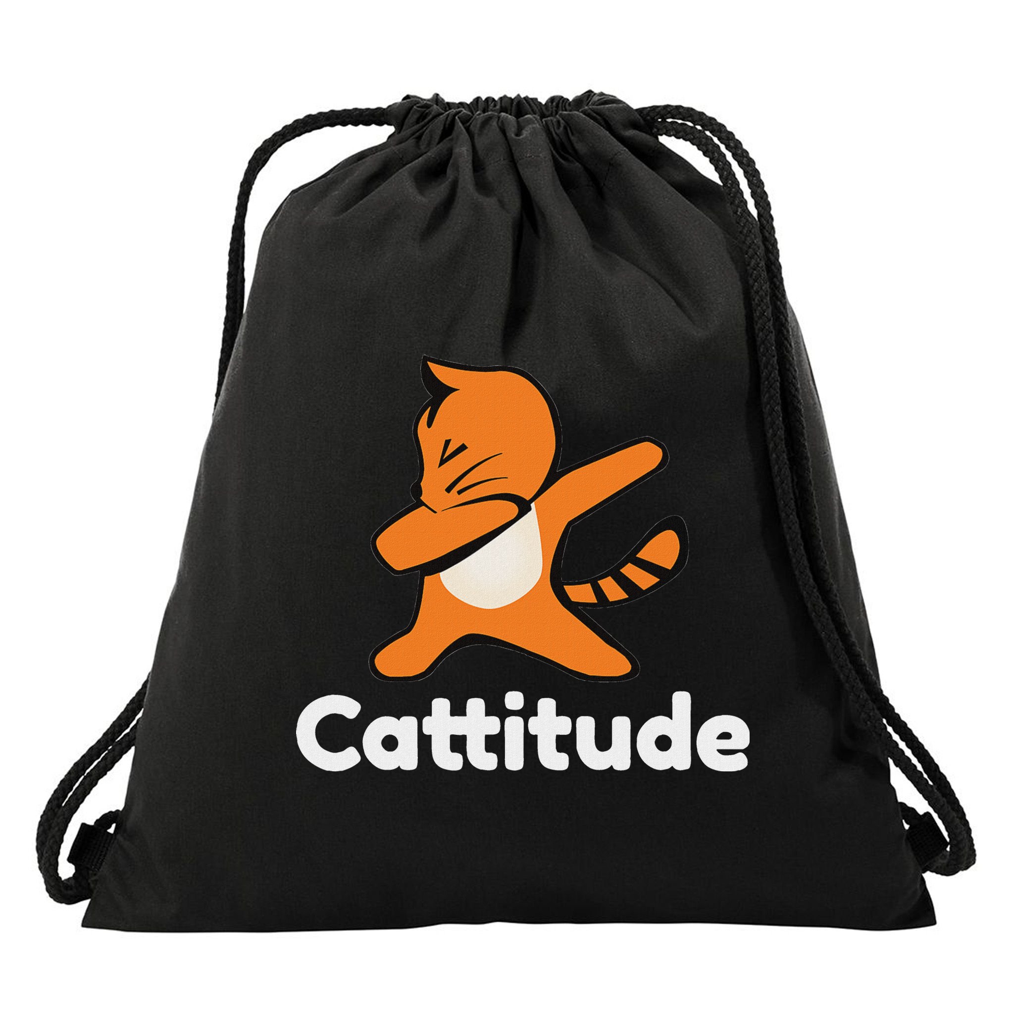 Dabbing Cat Cattitude Funny Attitude Dance Drawstring Bag