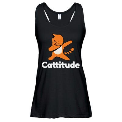 Dabbing Cat Cattitude Funny Attitude Dance Ladies Essential Flowy Tank