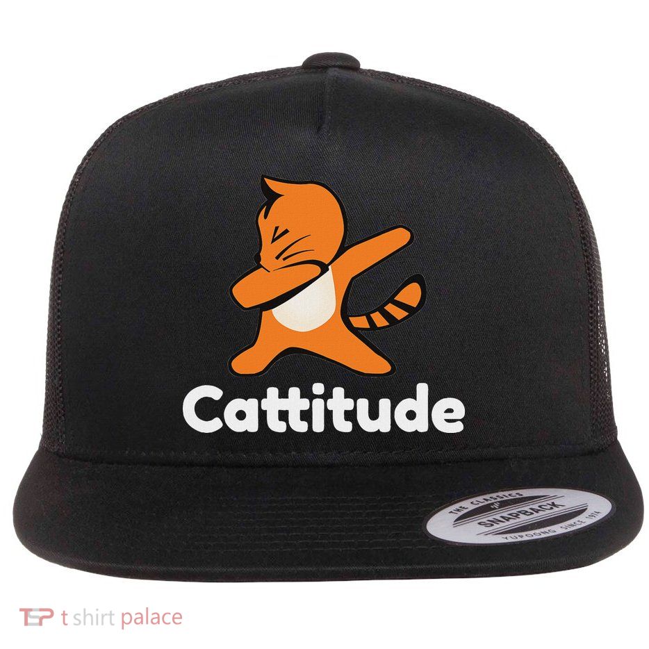 Dabbing Cat Cattitude Funny Attitude Dance Flat Bill Trucker Hat