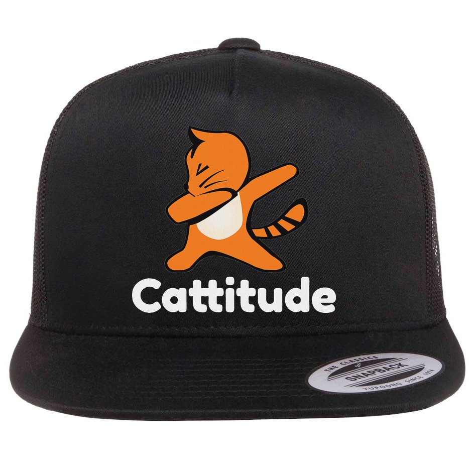Dabbing Cat Cattitude Funny Attitude Dance Flat Bill Trucker Hat