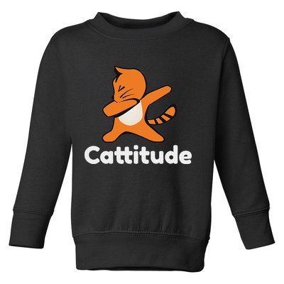 Dabbing Cat Cattitude Funny Attitude Dance Toddler Sweatshirt