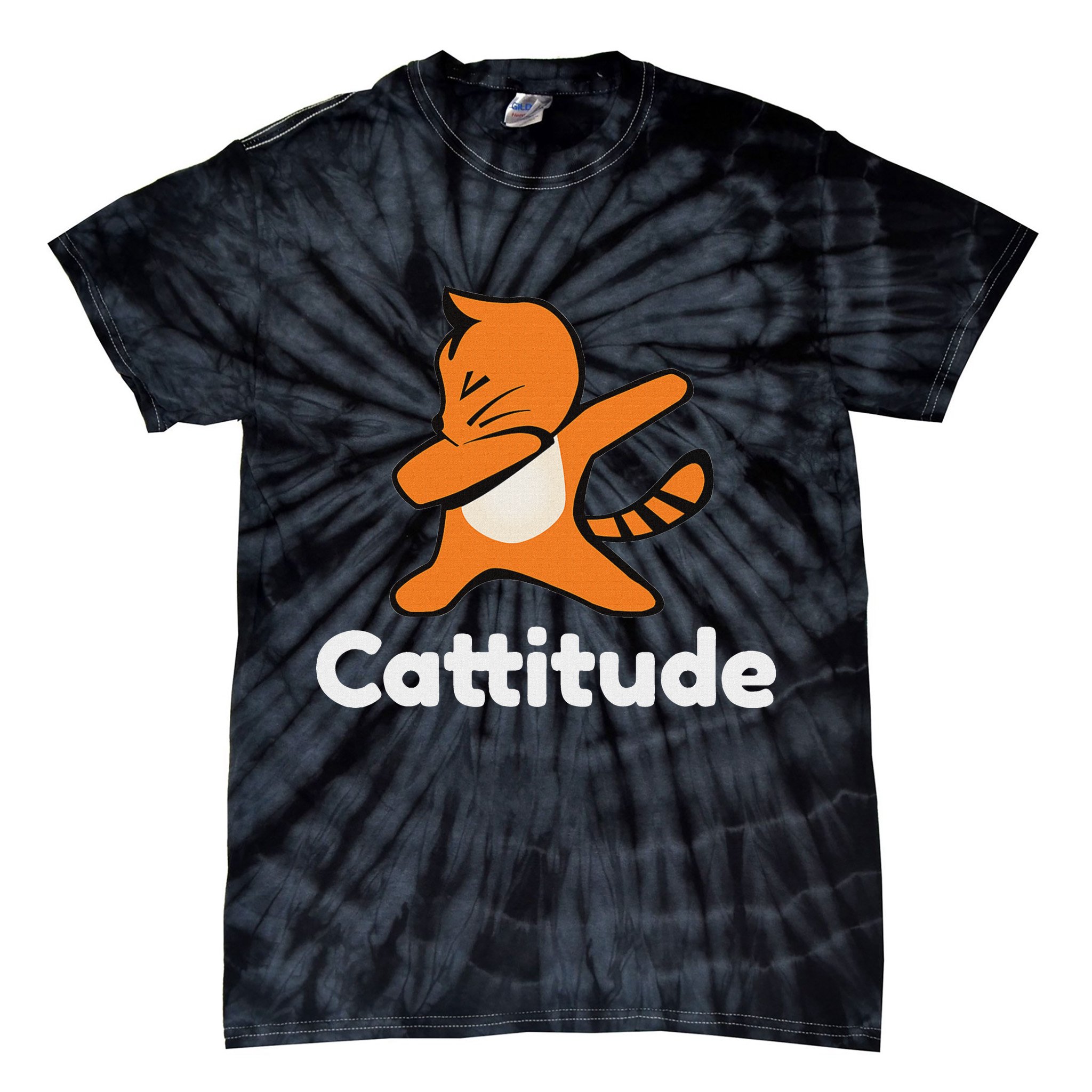 Dabbing Cat Cattitude Funny Attitude Dance Tie-Dye T-Shirt