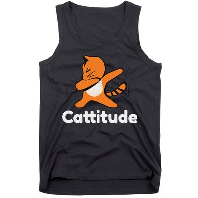 Dabbing Cat Cattitude Funny Attitude Dance Tank Top