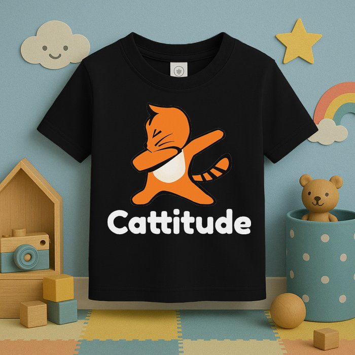 Dabbing Cat Cattitude Funny Attitude Dance Toddler T-Shirt