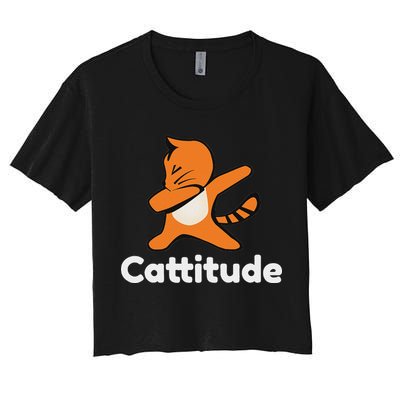 Dabbing Cat Cattitude Funny Attitude Dance Crop Top