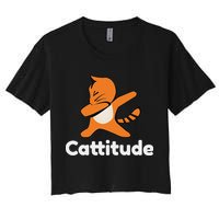 Dabbing Cat Cattitude Funny Attitude Dance Women's Crop Top Tee