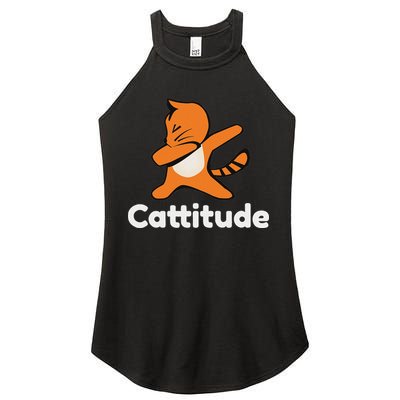 Dabbing Cat Cattitude Funny Attitude Dance Women's Perfect Tri Rocker Tank