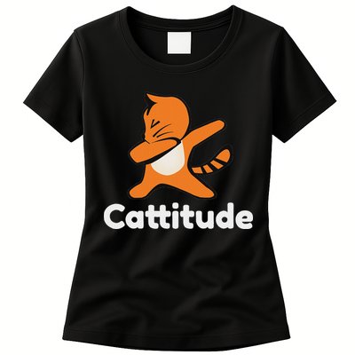 Dabbing Cat Cattitude Funny Attitude Dance Womens T-Shirt