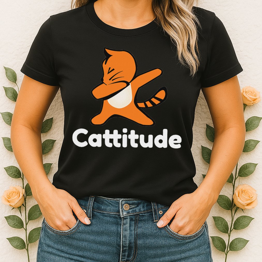 Dabbing Cat Cattitude Funny Attitude Dance Womens T-Shirt