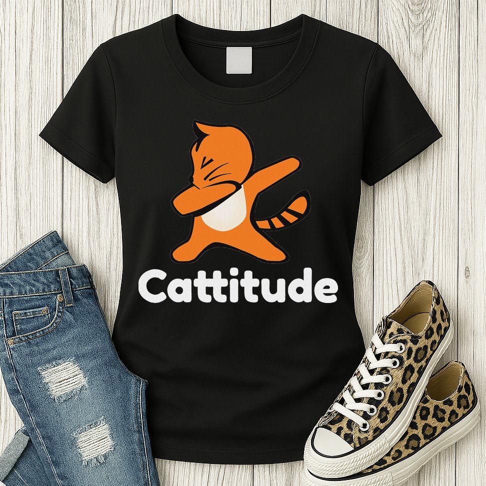 Dabbing Cat Cattitude Funny Attitude Dance Womens T-Shirt