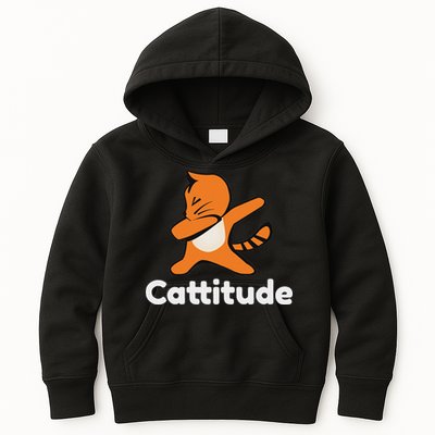 Dabbing Cat Cattitude Funny Attitude Dance Kids Hoodie