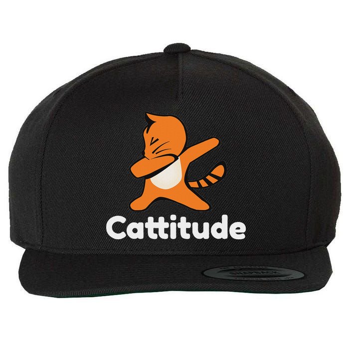 Dabbing Cat Cattitude Funny Attitude Dance Wool Snapback Cap