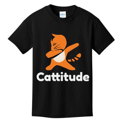 Dabbing Cat Cattitude Funny Attitude Dance Kids T-Shirt
