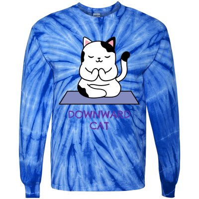 Downward Cat Cute Cat Owner Meditation Yoga Pose Cool Gift Tie-Dye Long Sleeve Shirt