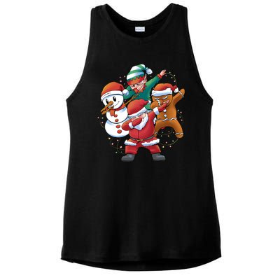 Dabbing Christmas Characters Holiday Ladies PosiCharge Tri-Blend Wicking Tank