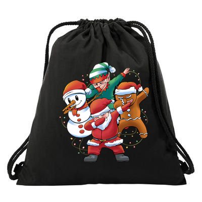 Dabbing Christmas Characters Holiday Drawstring Bag