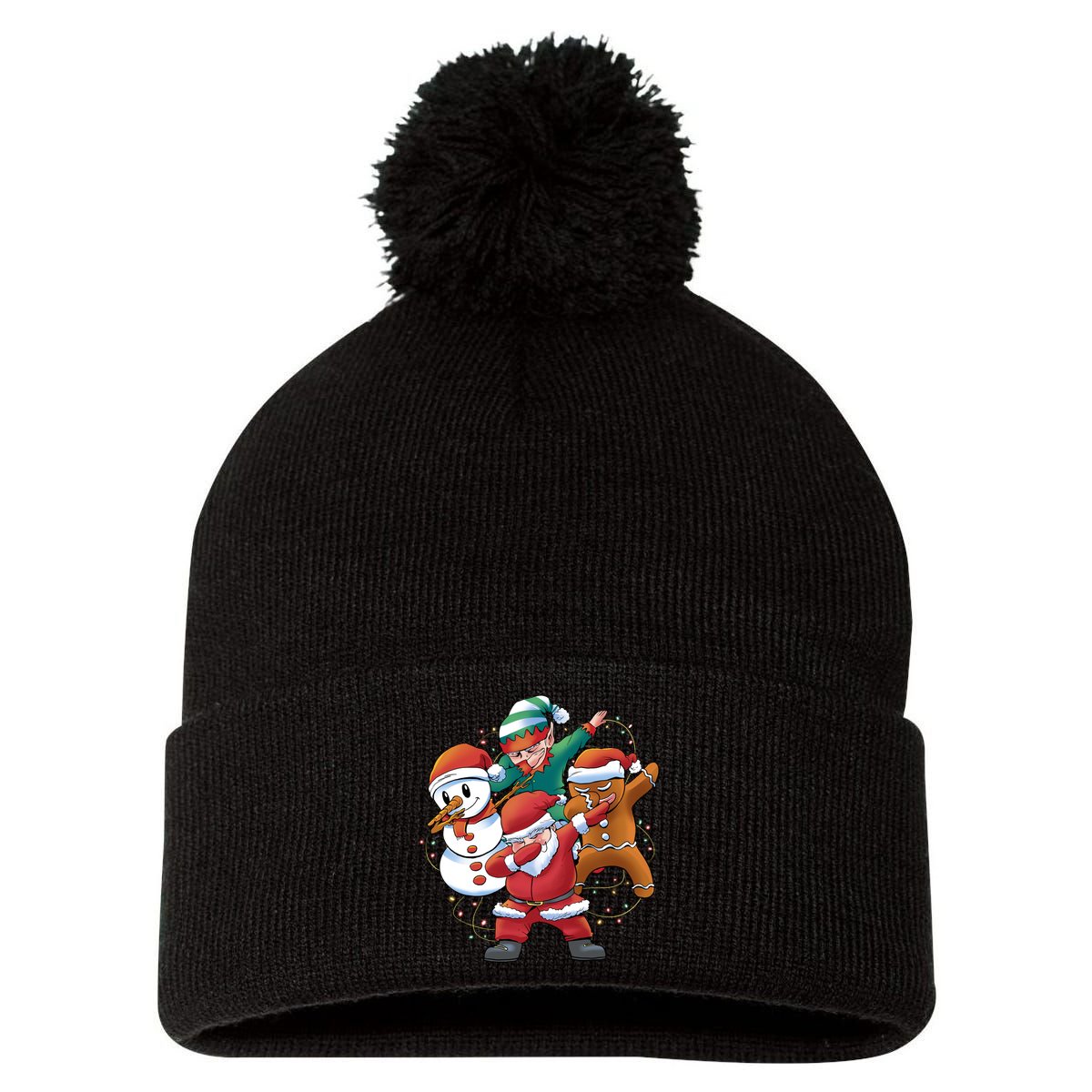 Dabbing Christmas Characters Holiday Pom Pom 12in Knit Beanie