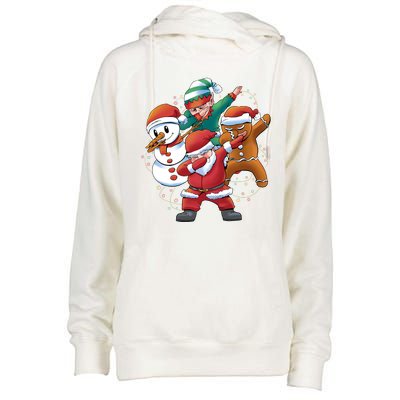 Dabbing Christmas Characters Holiday Womens Funnel Neck Pullover Hood