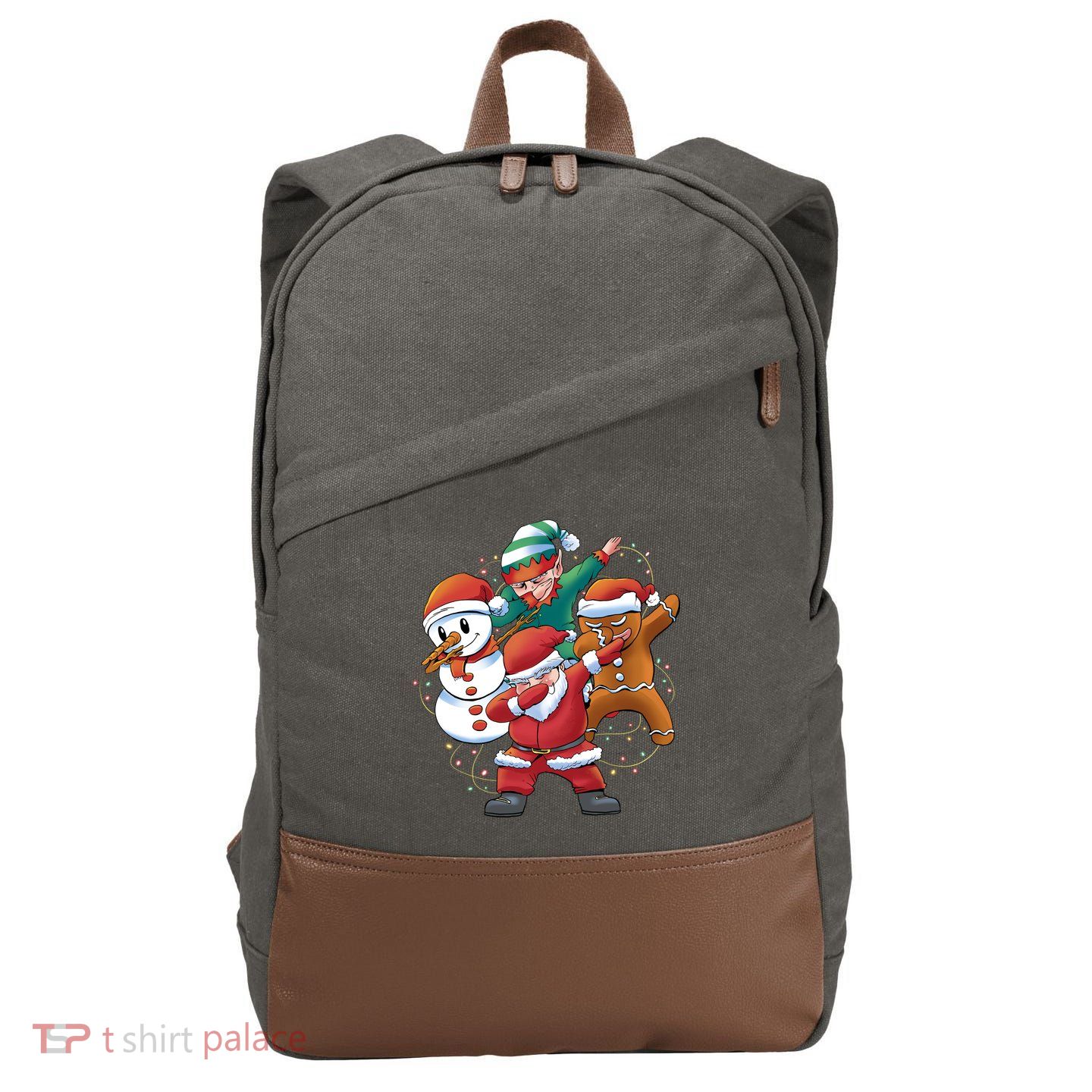 Dabbing Christmas Characters Holiday Cotton Canvas Backpack