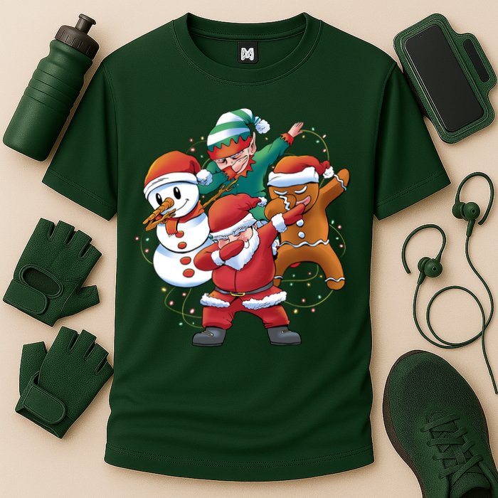 Dabbing Christmas Characters Holiday Cooling Performance Crew T-Shirt