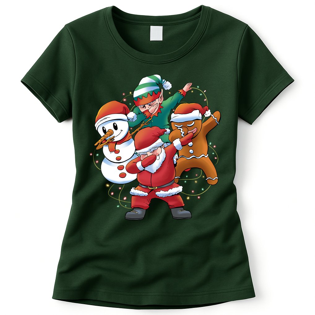 Dabbing Christmas Characters Holiday Womens T-Shirt
