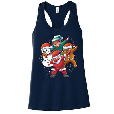 Dabbing Christmas Characters Holiday Women's Racerback Tank