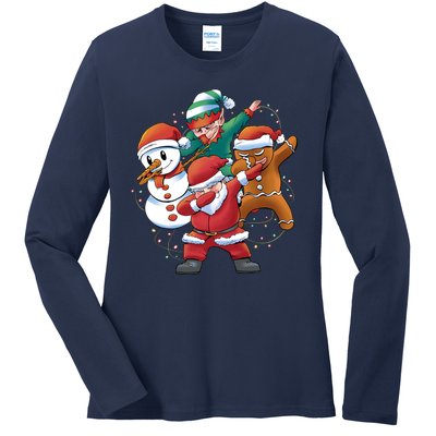 Dabbing Christmas Characters Holiday Ladies Long Sleeve Shirt