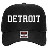 Detroit City Classic Retro Vintage Cool Michigan Women Men High Crown Mesh Back Trucker Hat