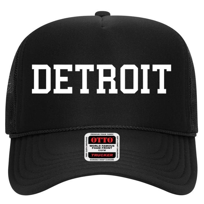 Detroit City Classic Retro Vintage Cool Michigan Women Men High Crown Mesh Back Trucker Hat