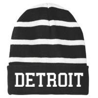 Detroit City Classic Retro Vintage Cool Michigan Women Men Striped Beanie with Solid Band