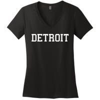 Detroit City Classic Retro Vintage Cool Michigan Women Men Women's V-Neck T-Shirt