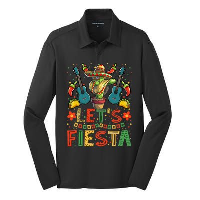 Dabbing Cactus Cinco De Mayo Mexican Silk Touch Performance Long Sleeve Polo