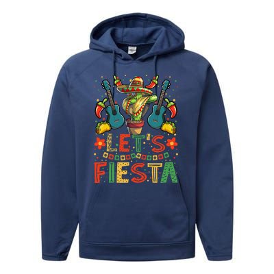 Dabbing Cactus Cinco De Mayo Mexican Performance Fleece Hoodie