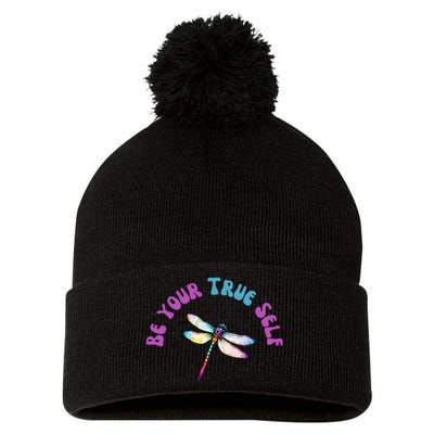 Dragonfly Cute Casual Watercolor Bright Pom Pom 12in Knit Beanie