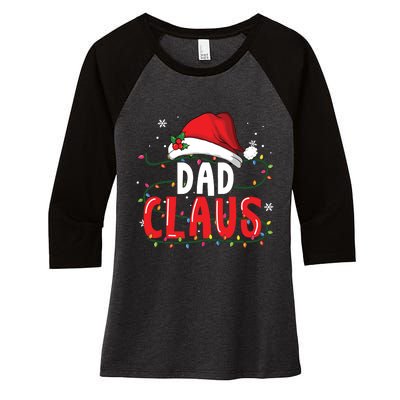 Dad Claus Christmas Famiy Matching Pajamas Team Santa Women's Tri-Blend 3/4-Sleeve Raglan Shirt