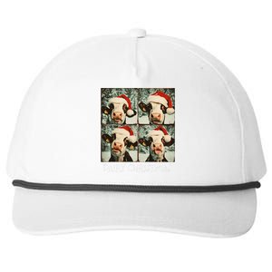 Dairy Christmas Cow Selfie Dairy Cow Wearing Santa Hat Snapback Five-Panel Rope Hat